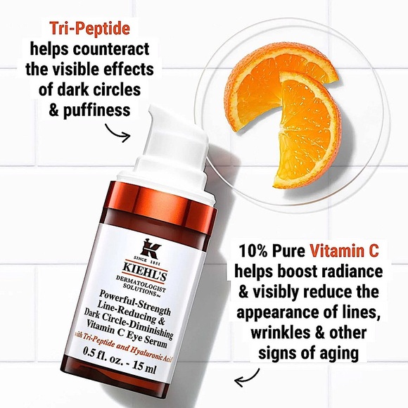 Kiehl's Powerful Strength Line Reducing & Dark Circle Vitamin C Eye Serum .5oz - Picture 2 of 3